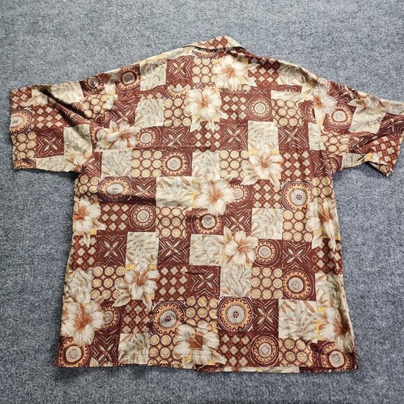 Tori Richards Hawaiian Shirt Size XXL Button Floral Brown 100% Cotton Men's 2XL - Picture 8 of 11